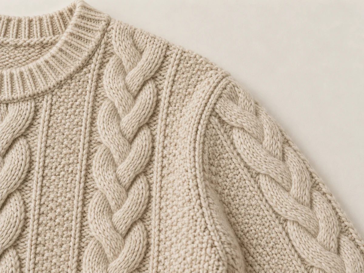 Knitted-panel relationship at the set-in sleeve and shoulder join