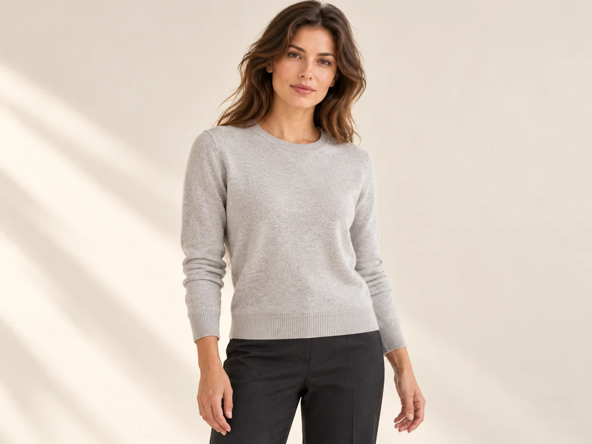 Conceptual scene showing pose, lighting and framing before adding the sweater