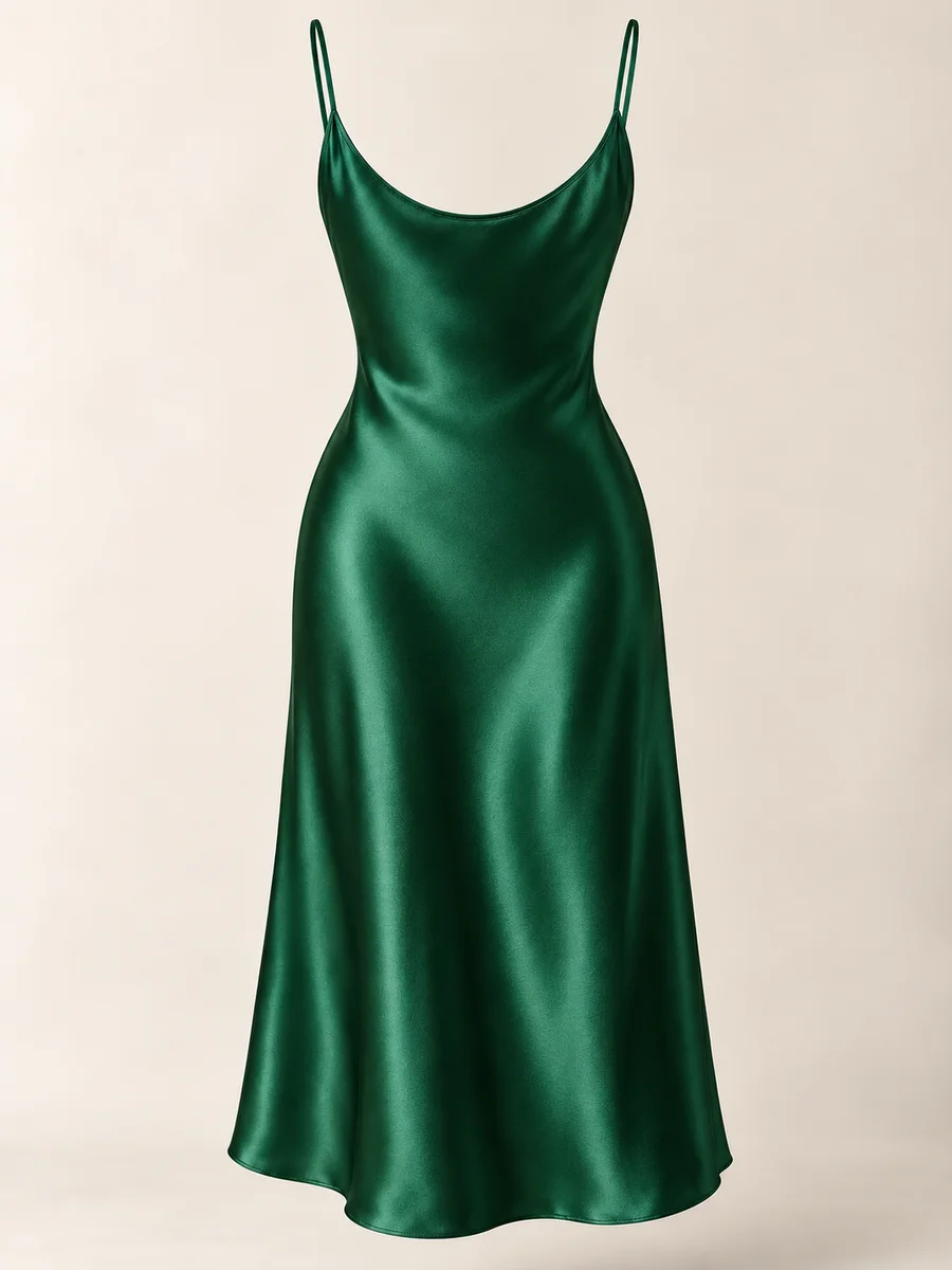 Back reference showing the rear neckline and full skirt